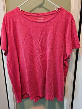 Eileen Fisher Pink Organic Linen T-Shirt XL Relaxed Fit Casual Spring Summer